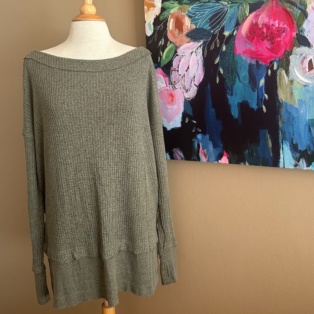 We The Free Waffle Knit Top Oversized Boho M